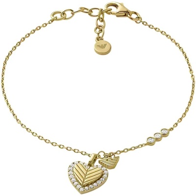Emporio Armani Romantický pozlacený náramek pro ženy se zirkony Srdce EG3623710