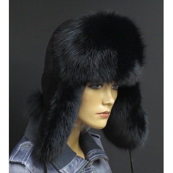 Špongr Kožešinová ušanka z polární lišky RU3 černá