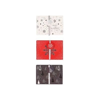 Vianočná papierová darčeková krabička s gumičkou 112x80mm mix sivočervených motívov 3 ks