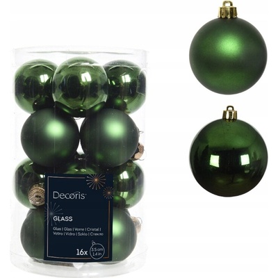Decoris Vianočné Ozdoby hladké zelené 3,5 cm 16 ks