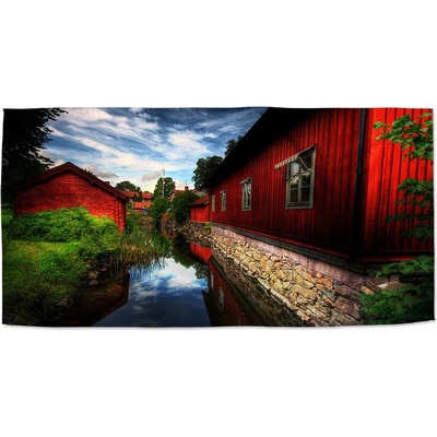 Sablio Ručník s potiskem Červený dům 50 x 100 cm