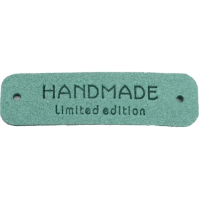Pro Háčkování Koženková cedulka Hand Made - Limited edition - 15x55 mm světlý petrol