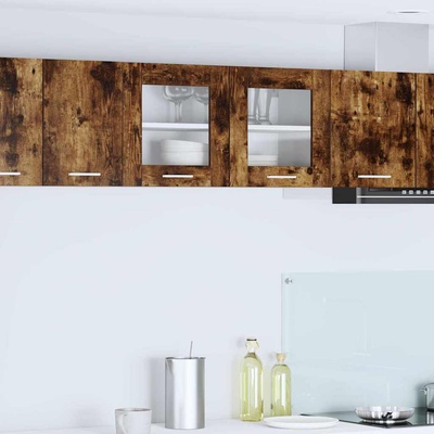 vidaXL Висящ шкаф Димящ дъб и бяло 80 x 31 x 40 см Инженерно дърво (884234)