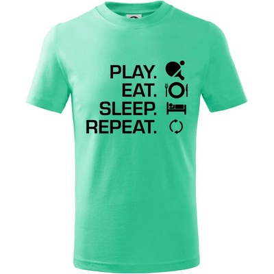 Stolný tenis eat sleep tričko detské mätová
