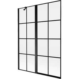 Mexen Mist двукрил екран за вана ляв 130 x 150 см, черна мрежа, черен - 8A9-130-011-70-77-L (8A9-130-011-70-77-L)