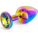 Hidden Eden Метално анално бижу с многоцветен кристал Rainbow