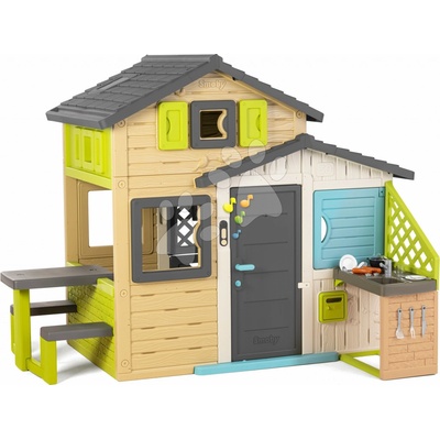 Smoby Domček Priateľov s kuchynským posedením v natur farbách Friends House Evo Playhouse