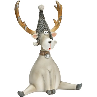 WURM Коледна украса, лос от полирезин, сив 14x10x19 см (2118)