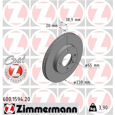 Brzdový kotúč ZIMMERMANN 600.1594.20 (600159420)