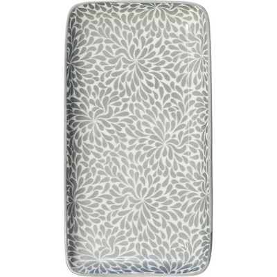 Chic Antique Šedý porcelánový tácek s ornamenty Arés Grey 20 x 11 x 2cm
