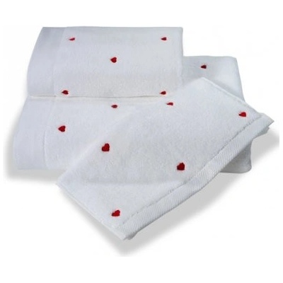 Soft Cotton malé ručníky Micro Love 30 x 50 bílá / modré srdíčka