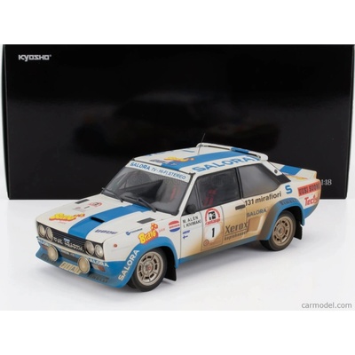 Kyosho Fiat 131 Abarth dirty And Night Version N 1 Winner Rally 1000 Lakes 1980 Markku Alen Ilkka Kivimaki Bílá Světle Modrá 1:18