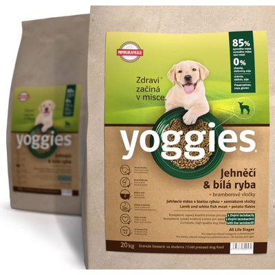 Yoggies minigranule lisované za studena s probiotiky Jehněčí maso & bílá ryba 20 kg