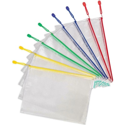 Kapsa, obálka se zipem A4, PVC, transparentní čiré, barevný mix, 1ks