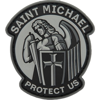 Plastové 3D patche 3D gumová nášivka SAINT MICHAEL PROTECT US Patch - Sivá