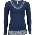 Engel Дамско копринено термобельо Engel Women's Shirt L/S with Lace Silk base layer - Marine - размер 38/40 (EU) (114-1894-0112)