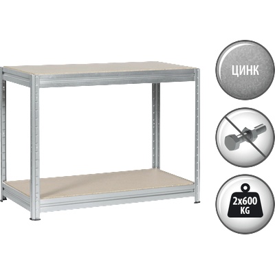 Метален стелаж MEGA 87x120x60 см, до 600 кг на рафт - цинк (B3580524_1)