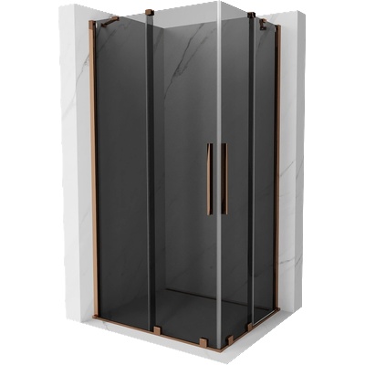 Mexen Velar Duo плъзгаща се душ кабина 100 x 90 см, графит, розово злато - 871-100-090-42-60 (871-100-090-42-60)