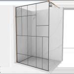 Mexen Kioto душ стена Walk-in 130 x 200 cm, черен модел 8 mm, розово злато - 800-130-101-60-78 (800-130-101-60-78)