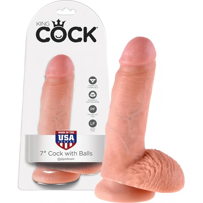 King Cock Кралски вибратор с тестиси 18 см - естествен цвят