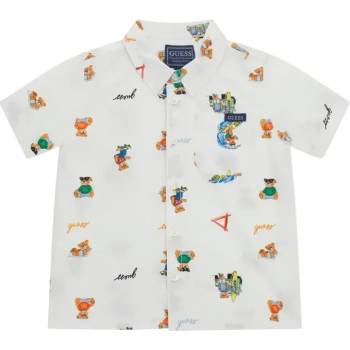 GUESS Бяла риза с къс ръкав за мини момче с цветни мечета Guess