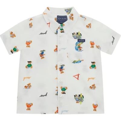 GUESS Бяла риза с къс ръкав за мини момче с цветни мечета Guess