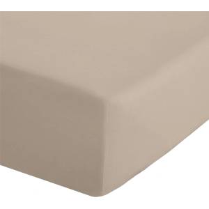 Catherine Lansfield Светлокафяв еластичен чаршаф от перкал 135x190 cm Easy Iron Percale - Catherine Lansfield (BD/18277/W/DFD/NT)