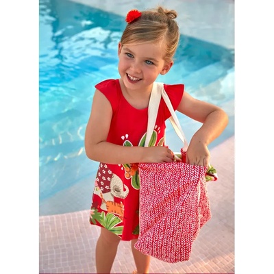 Mayoral Рокля ситопечат червена за мини момиче Mayoral палми