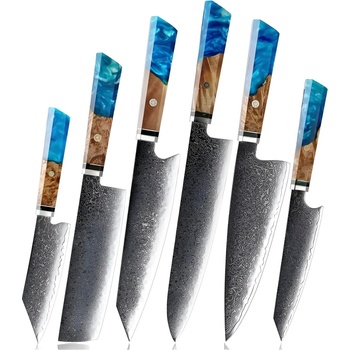 HARAHU Комплект дамаски ножове ku-20025 - Син kp20025 (ku-20025)