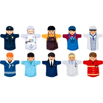Achoka Комплект от 10 кукли за театър Achoka - Професиите на хората (800)