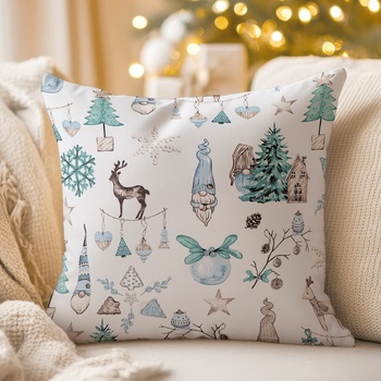 Biante bavlna Sandra SA-662 Modro-zeleno-hnedý vianočný vzor 70 x 90 cm