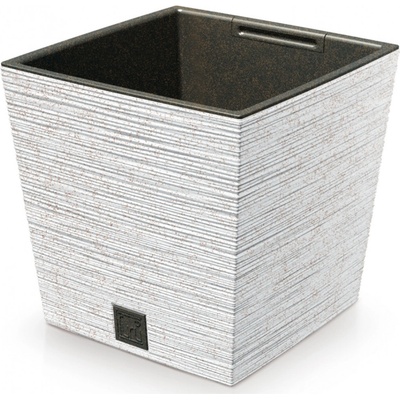Prosperplast Květináč FURU SQUARE LOW ECO WOOD 29,5cm bílý