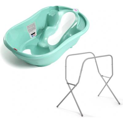 OK BABY SET Vanička rostoucí protiskluzová Onda Evolution Sky blue Kovový stojan na vanu