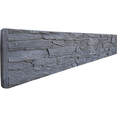 Betonová deska plotová Magicrete – jednostranná, 207 x 40 cm, štípaná břidlice, Shale šedá