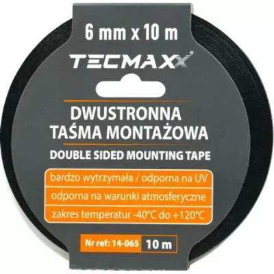 Tecmaxx Obojstranná montážna páska PE 6 mm x 10 m čierna