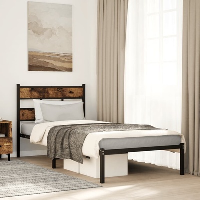 zahrada-XL 4017043 Kovový rám postele bez matrace kouřový dub