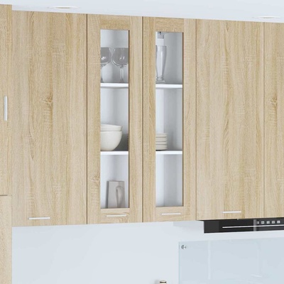 vidaXL Висящ шкаф с врата Сонома дъб 60 x 31 x 100 см Инженерно дърво (884388)