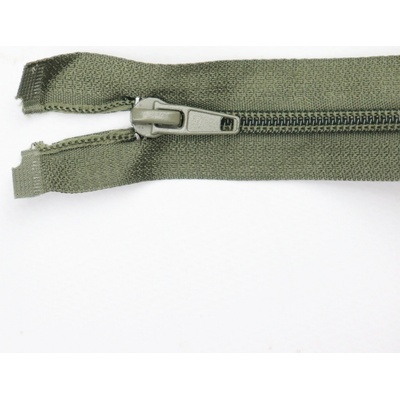 Pro Háčkování Spirálový zip dělitelný 80 cm šedozelený