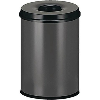 Manutan Expert Kovový samozhášací odpadkový kôš Safe, objem 20 l, sivý/čierny