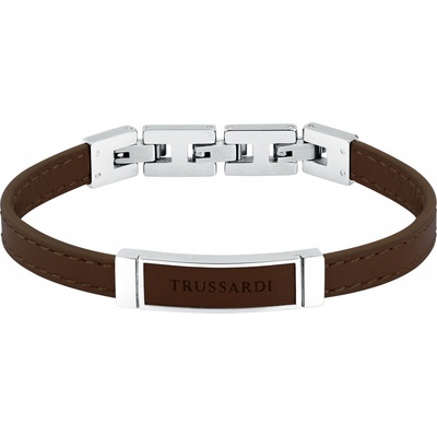 Trussardi Hnědý kožený náramek pro muže T-Leather TJAXZ06