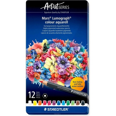 Staedtler 104 M12 Mars Lumograph akvarelové šestihranné pastelky kovová krabička 104 120 barev TS104M12