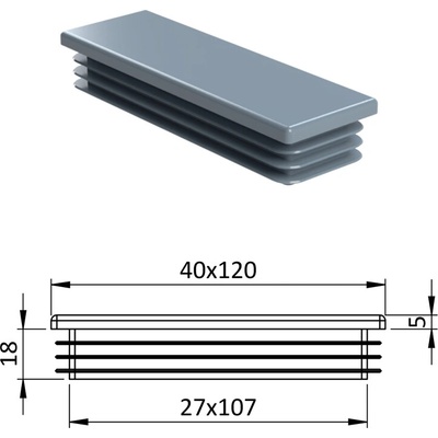 Krytka plastová 40 x 120 mm