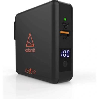 Adonit Wireless TravelCube Pro Charger - захранване за ел. мрежа с USB-C и USB изходи, външна батерия и пад за безжично зареждане (черен)