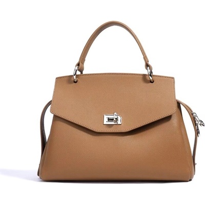Dámska kožená crossbody kabelka béžová Pravá koža
