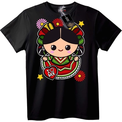 NOONEBRAND Тениска Обичам Мексико Народно Изкуство - XS, Black