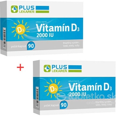 Plus Lekáreň Vitamín D3 2000 IU 2 x 90 kapsúl