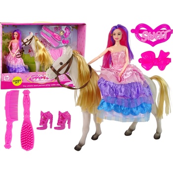 Lean Toys Panenka princezna s bílým koněm a přislušenstvím