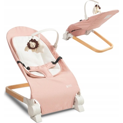 Dětské lehátko/houpačka dřevěná s plyšovými hračkami, 3 polohy náklonu CARETERO PINE – Zboží Dáma