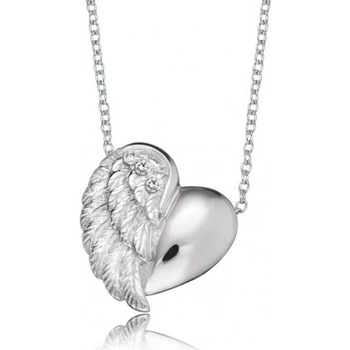 Engelsrufer Strieborný náhrdelník Srdce s krídlom a zirkónmi ERN-LILHEARTWIN