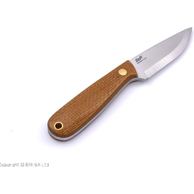 Brisa Necker 70-Mustard micarta 12C27 Scandi Sheath Multicarry 70 BRS